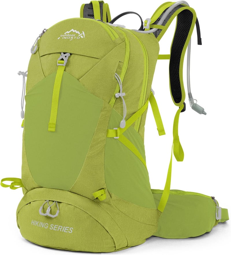 INOXTO IX Hiking Backpack, Waterproof Hiking Daypack with 3L Water Bladder and Rain Cover, Lightweight Travel Camping Backpack for Men Women (Fruit Green) - Image 1